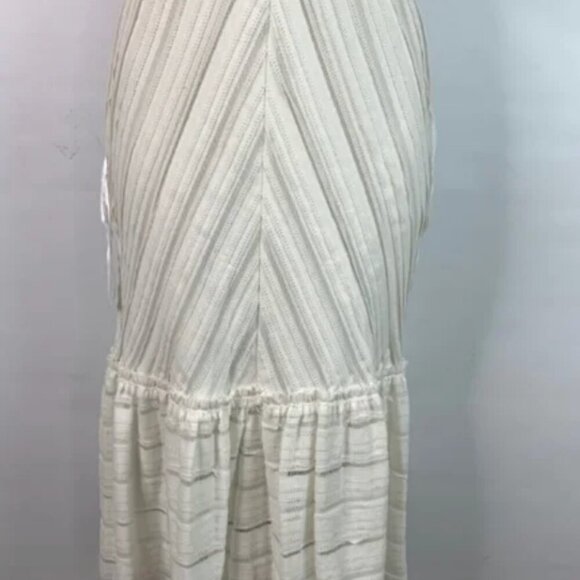 BCBGMAXAZRIA NWT White Lace Tiered Ruffle Midi Dress – Flare Hem, Size L - Picture 4 of 12